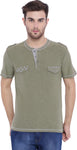 ARISE Self Design, Printed Men's Henley Green T-Shirt
