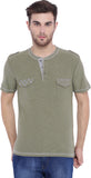 ARISE Self Design, Printed Men's Henley Green T-Shirt