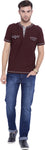 ARISE Self Design, Printed Men's Henley Maroon T-Shirt