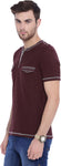 ARISE Self Design, Printed Men's Henley Maroon T-Shirt