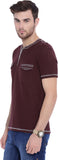 ARISE Self Design, Printed Men's Henley Maroon T-Shirt