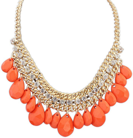 Aaishwarya Orange Envy Crystal Alloy Necklace