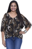 ENTEASE Casual 3/4 Sleeve Printed Women's Top