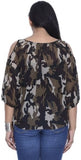 ENTEASE Casual 3/4 Sleeve Printed Women's Top