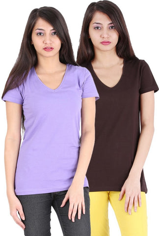 Avarnas Solid Women's V-neck T-Shirt