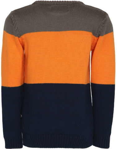 Bells And Whistles Striped Round Neck Boy's Sweater