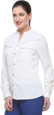 We Desi Women's Solid Casual Reversible Shirt