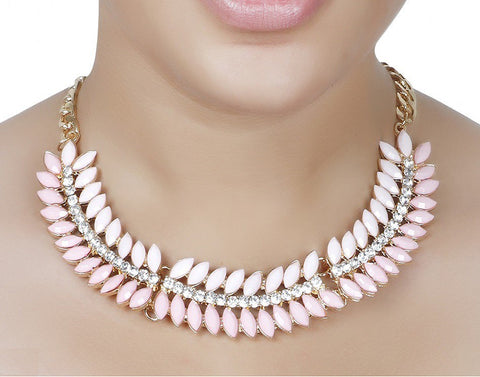 Aaishwarya Pink Petal Bib Alloy Necklace