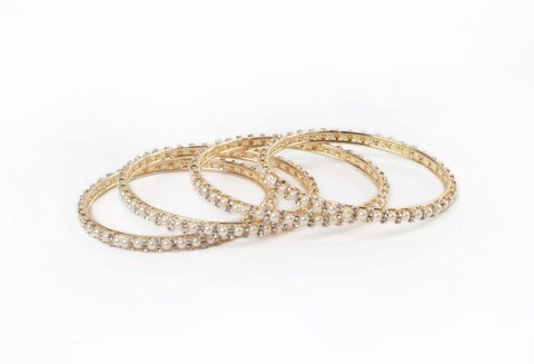 Wecart Alloy Crystal Rose Gold Bangle Set