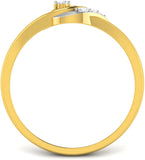 Ciemme 0.11 CT Women's Designer Circle Flower Promise Yellow Gold Diamond 18 K Ring