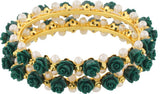 Classique Designer Jewellery Alloy Pearl Rhodium Bangle Set