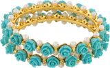 Classique Designer Jewellery Alloy Pearl Rhodium Bangle Set