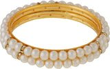 Classique Designer Jewellery Alloy Pearl Rhodium Bangle Set