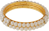 Classique Designer Jewellery Alloy Pearl Rhodium Bangle Set