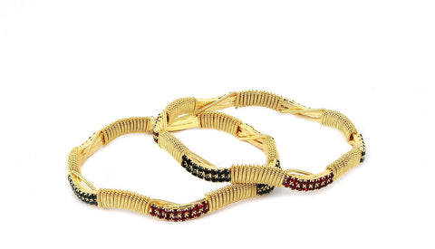 VK Jewels Alloy Cubic Zirconia Yellow Gold Bangle Set