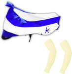 AdroitZ 1 White & Blue Two Wheeler Cover, 2 Beige Arm sleeves Combo