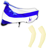 AdroitZ 1 White & Blue Two Wheeler Cover, 2 Beige Arm sleeves Combo
