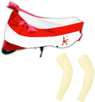 AdroitZ 1 White & Red Two Wheeler Cover, 2 Beige Arm sleeves Combo