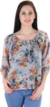 BONHEUR Casual 3/4 Sleeve Floral Print Women's Top
