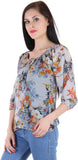 BONHEUR Casual 3/4 Sleeve Floral Print Women's Top