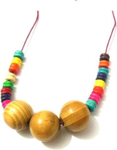 bohocraft Bohemian Colorful Wooden Beads Adjustable Wood Necklace