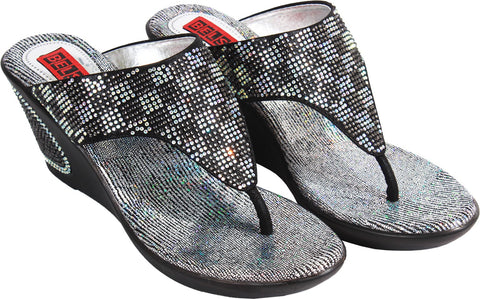 Belson Black High Quality Comfort Slip-On Women Wedges