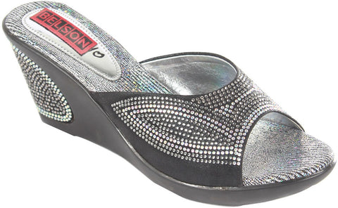 Belson Black High Quality Comfort Slip-On Women Wedges
