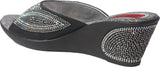 Belson Black High Quality Comfort Slip-On Women Wedges