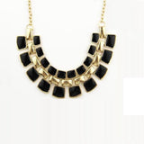Dhrohar Gold Tone Black Enamel Bling Yellow Gold Plated Alloy Necklace