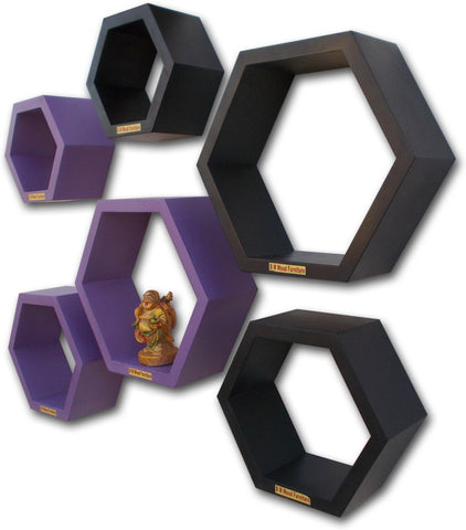 BM WOOD FURNITURE Hexagon Wall Shelves MDF Wall Shelf