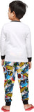 Nuteez Boy's Printed White Top & Pyjama Set