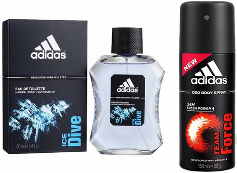 Adidas Lavish Life Combo's In Ice Dive EDT & Team Force Deo Body Spray  -  For Boys, Men