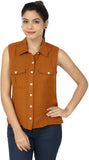 Eves Pret A Porter Women's Solid Casual Linen Shirt