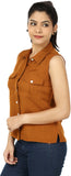 Eves Pret A Porter Women's Solid Casual Linen Shirt