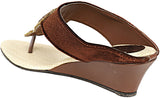 Foot Jewel Heel Brown Party Slip On Women Wedges