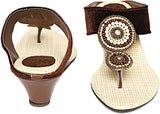Foot Jewel Heel Brown Party Slip On Women Wedges