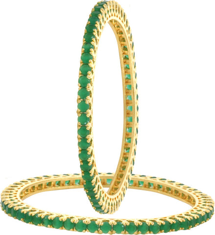 Alysa Brass, Copper Cubic Zirconia, Emerald 18K Yellow Gold, Rhodium Bangle Set