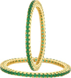 Alysa Brass, Copper Cubic Zirconia, Emerald 18K Yellow Gold, Rhodium Bangle Set