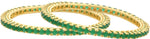 Alysa Brass, Copper Cubic Zirconia, Emerald 18K Yellow Gold, Rhodium Bangle Set