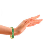 Alysa Brass, Copper Cubic Zirconia, Emerald 18K Yellow Gold, Rhodium Bangle Set
