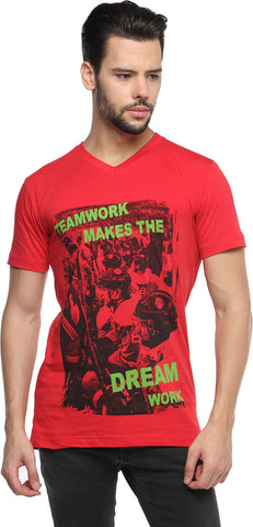 Black Wing Graphic Print Men's V-neck T-Shirt