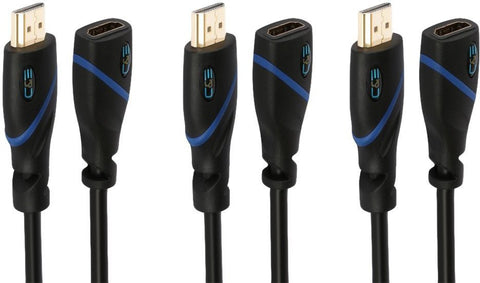 C&E  TV-out Cable High Speed HDMI Cable Male to Female 15 Feet, 3 Pack