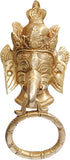 Craftartz Elephant Head Ganesha Brass Door Knocker Showpiece  -  15 cm