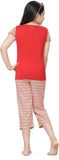 Kombee Girl's Printed Red, Pink Top & Capri Set