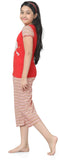 Kombee Girl's Printed Red, Pink Top & Capri Set