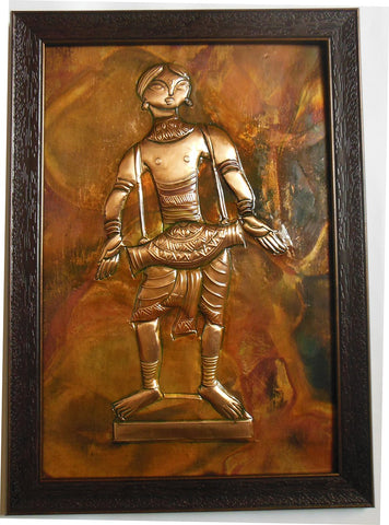 BeYOUtiful Copper Repouss�� - Man With Dhol Showpiece  -  36 cm