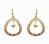 The V Collection CDE-934-01 Yellow Gold Pearl Silver Dangle Earring