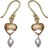 The V Collection CDE-942 Yellow Gold Pearl Silver Dangle Earring