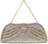 Linzina Wedding, Party, Festive Gold Pearls, Beads, Stone  Clutch