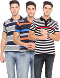 Northern Lights Striped Men's Polo Neck T-Shirt